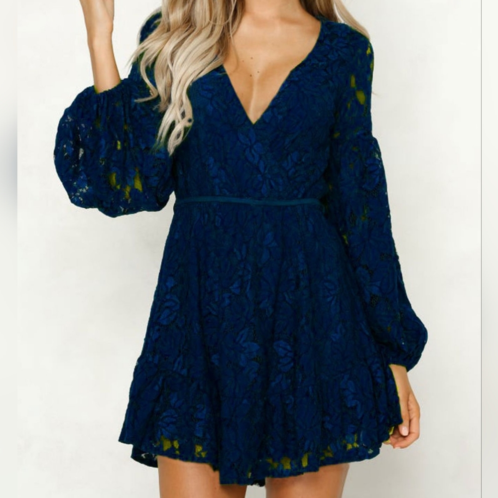 Navy Blue Lace Dress